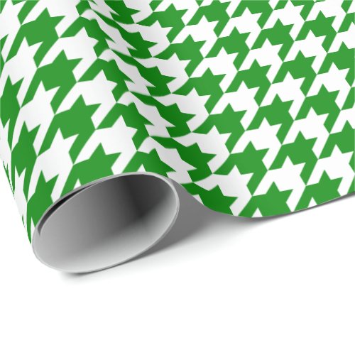 Medium Green and White Houndstooth Wrapping Paper