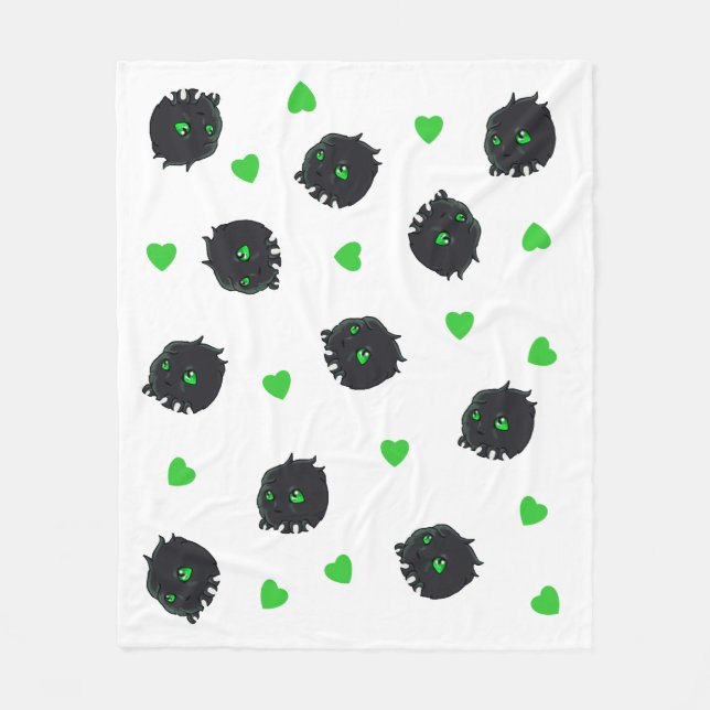 Medium Green Eyed Monster Fleece Blanket (Front)