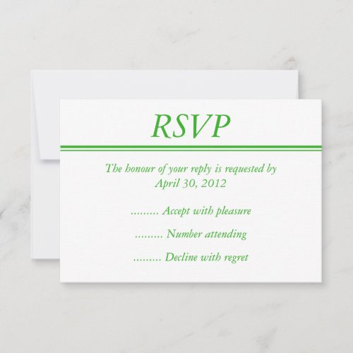Medium Green RSVP, Response or Reply Card