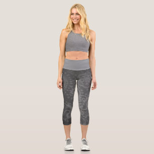 MEDIUM High Waisted Gray Paisley Capri Leggings