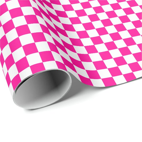 hot pink and white checkered wrapping paper