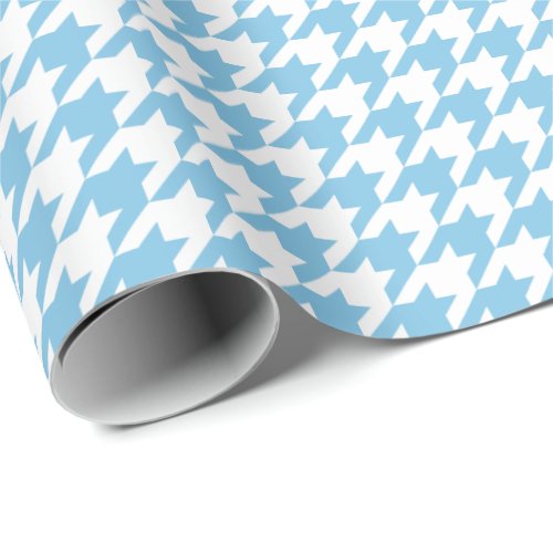 Medium Light Blue and White Houndstooth Wrapping Paper