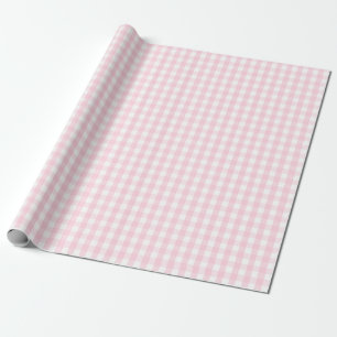 Medium Light Pink and White Gingham Wrapping Paper
