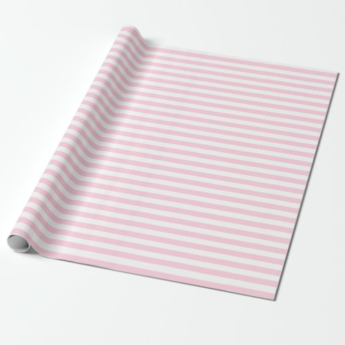 Medium Light Pink and White Stripes Wrapping Paper