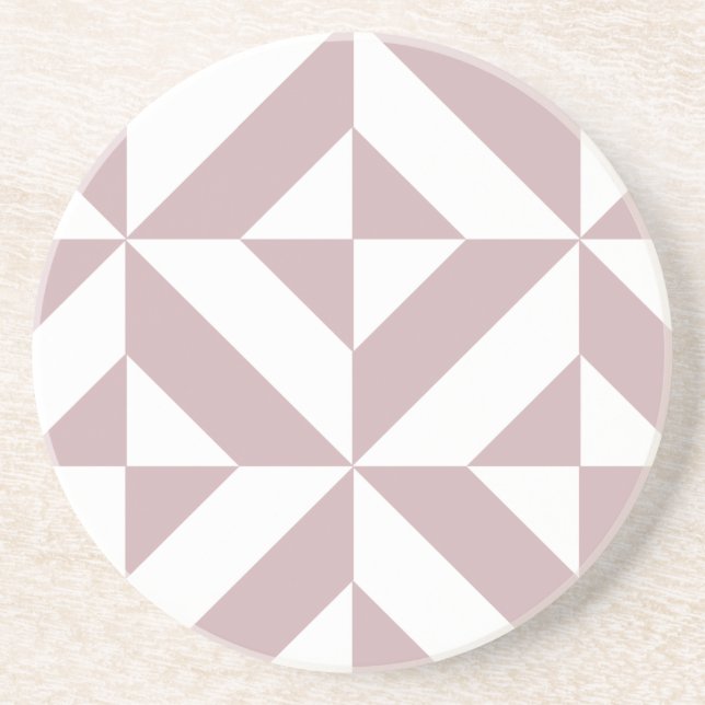 Medium Mauve Geometric Deco Cube Pattern Drink Coaster (Front)