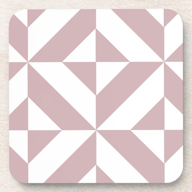 Medium Mauve Geometric Deco Cube Pattern Drink Coaster (Front)