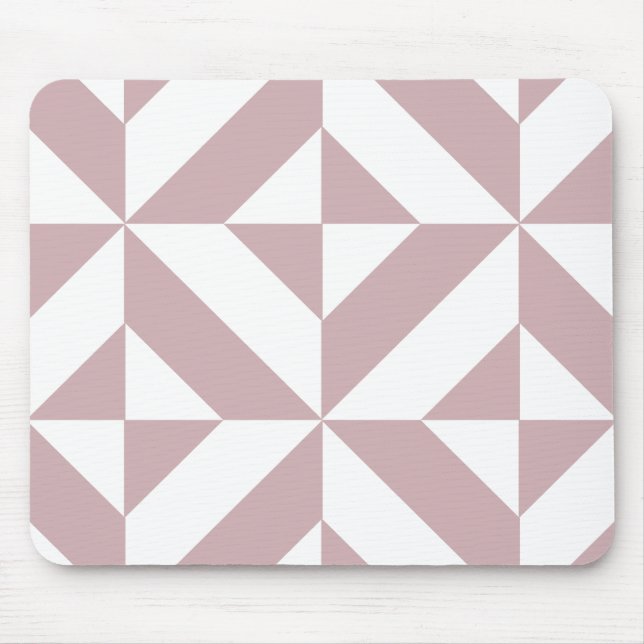 Medium Mauve Geometric Deco Cube Pattern Mouse Pad (Front)