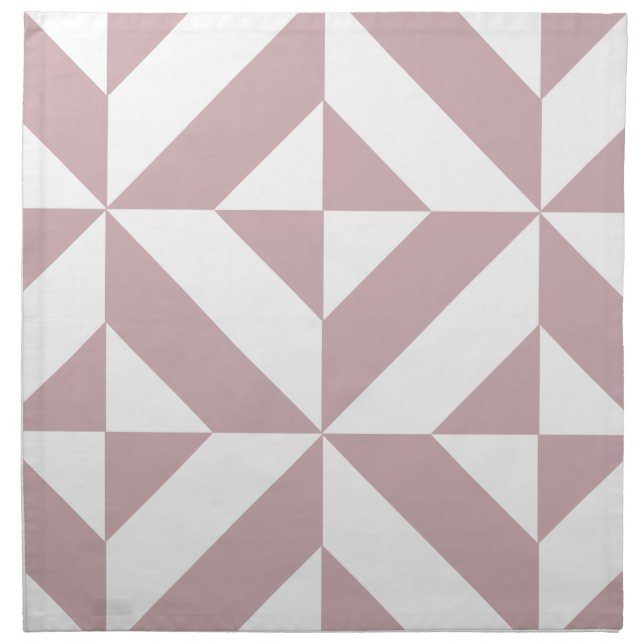 Medium Mauve Geometric Deco Cube Pattern Napkin (Front)