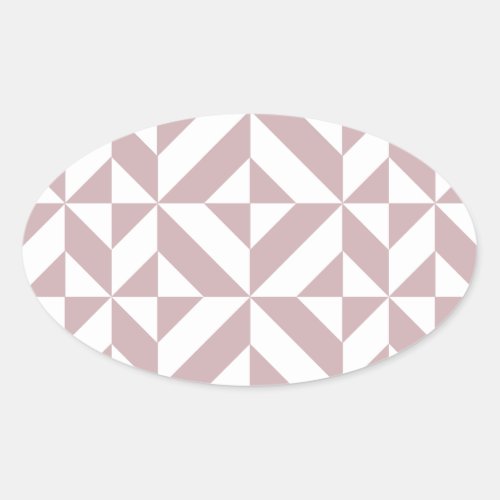 Medium Mauve Geometric Deco Cube Pattern Oval Sticker