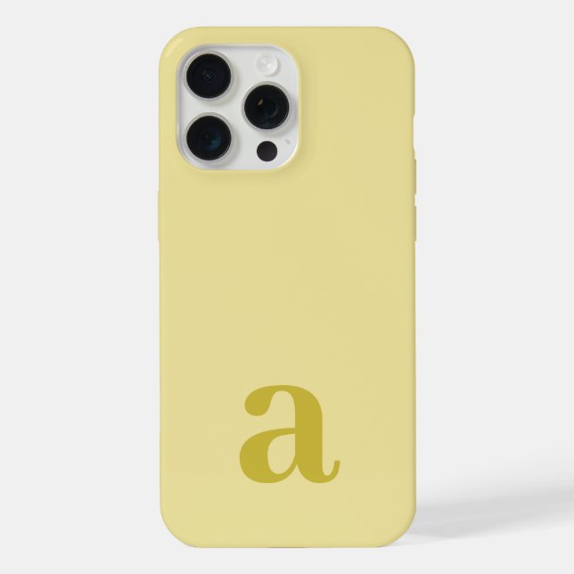 Medium Monogram Letter Pale Yellow Minimalist iPhone Case (Back)