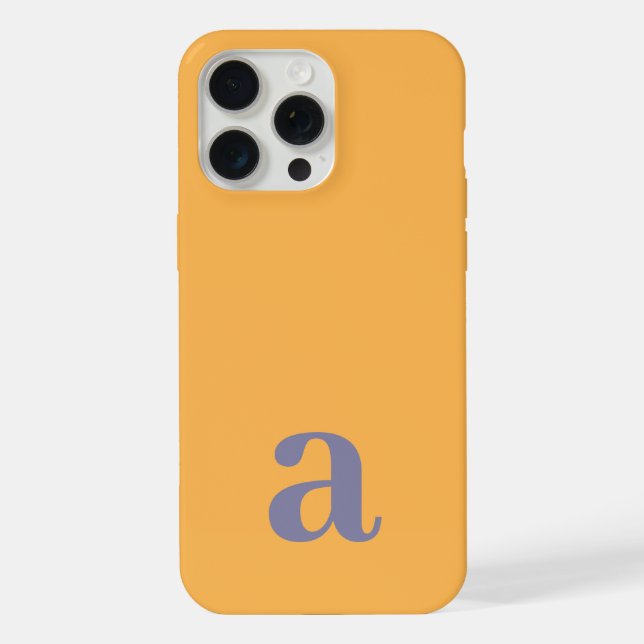 Medium Monogram Letter Yellow & Blue Minimalist iPhone Case (Back)