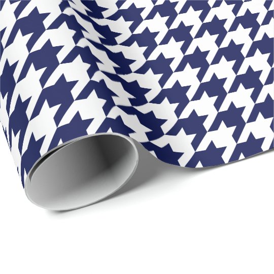 navy blue and white houndstooth wrapping paper