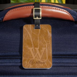 Medium Oak Brown Cow Leather Texture Monogrammed
