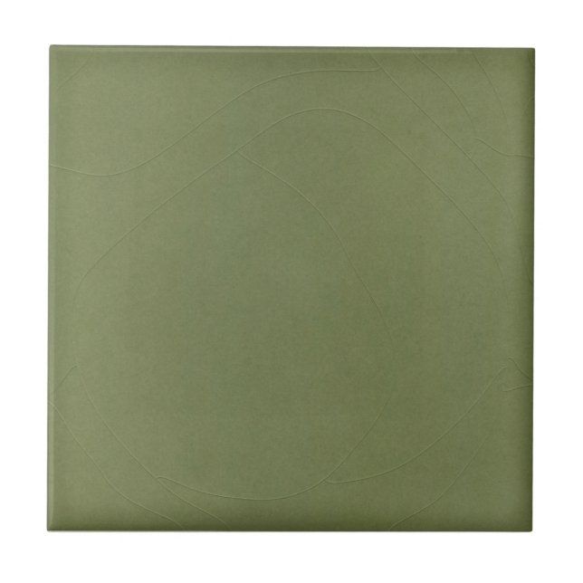Medium Olive Green Faux Aged Finish Reproduction Ceramic Tile (Front)