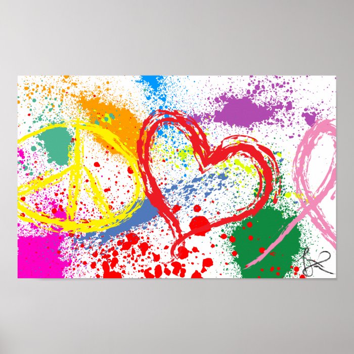 "medium" Peace Love Hope Paint Splatter Posters