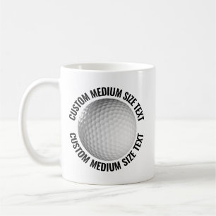 Medium Personalized Text Golf Ball 11oz. Custom Coffee Mug
