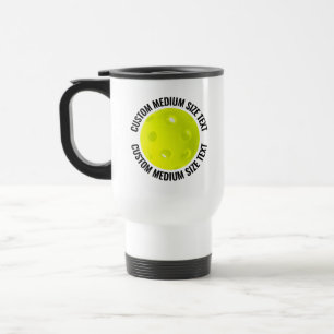 Medium Personalized Text White Custom Pickleball Travel Mug