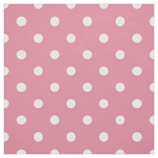 Medium Pink White Polka Dots Fabric