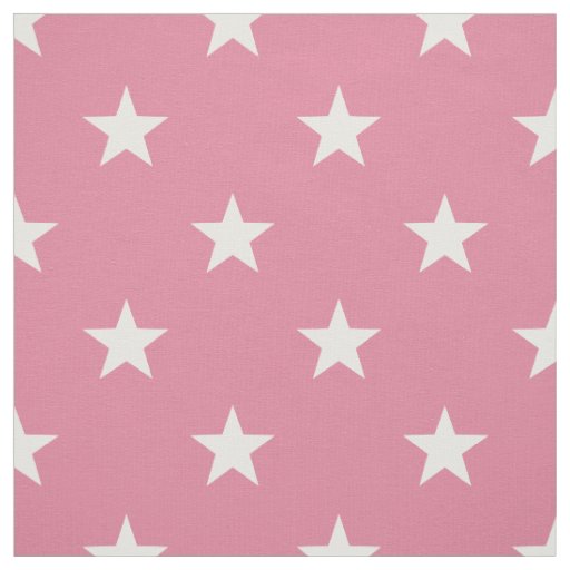 Medium Pink White Stars (large scale) Fabric