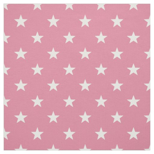 Medium Pink White Stars (small scale) Fabric