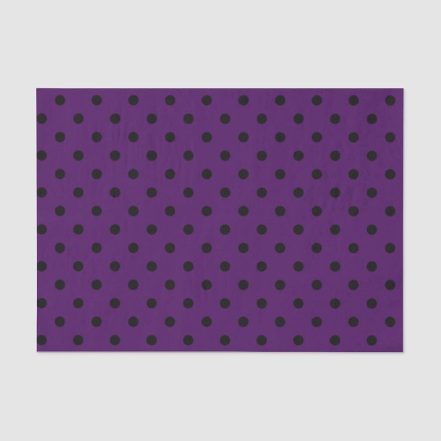 Medium Purple & Black Polka Dots Tissue Paper (Front)
