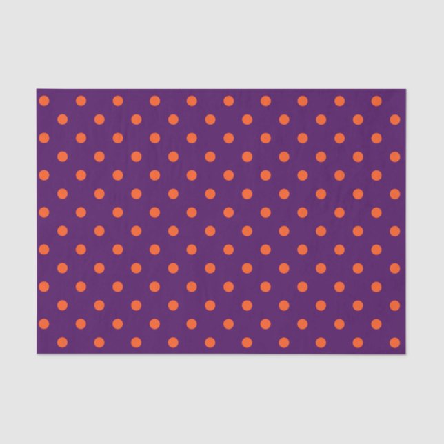Medium Purple & Pumpkin Orange Polka Dots Tissue Paper (Front)