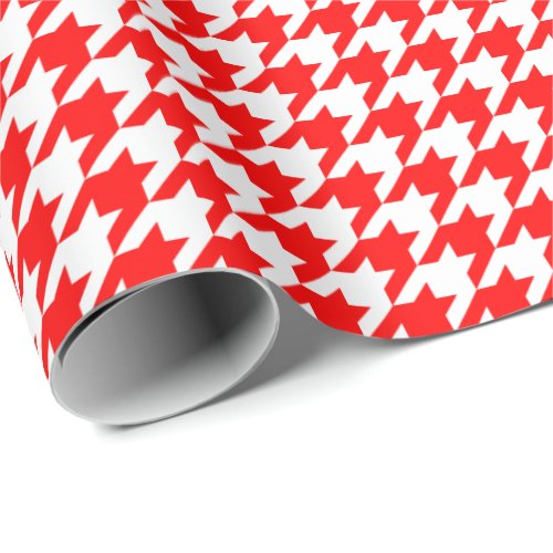 Medium Red and White Houndstooth Wrapping Paper