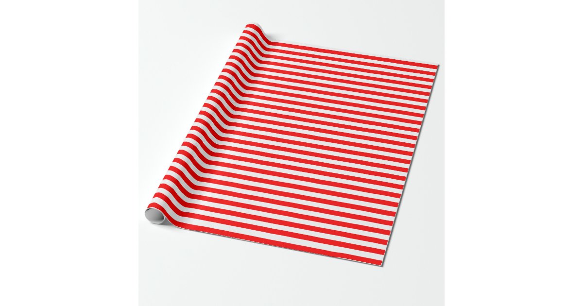 Medium Red and White Stripes Wrapping Paper
