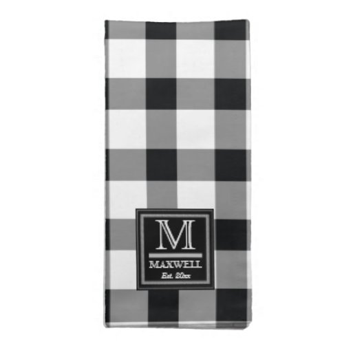 Medium Rustic Buffalo Checks Monogram Name Year Cl Cloth Napkin