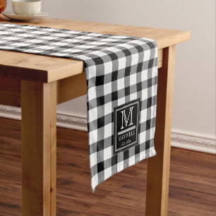 Medium Rustic Buffalo Checks Monogram Name Year Table Runner