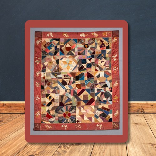 Medium Rustic Vintage Crazy Patchwork Quilt Sherpa Blanket