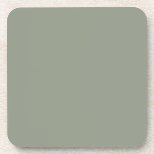 Medium Sage Green Solid Color Pairs 424_4DB Beverage Coaster