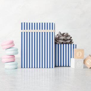 Medium Sapphire Blue & White Stripes Wrapping Paper