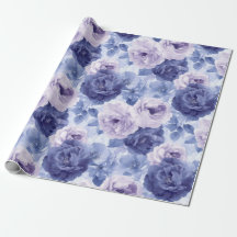 Medium Scale Blue Shades Abstract Floral Botanical
