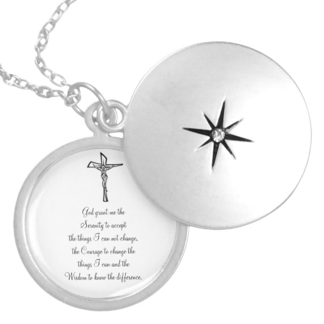 Medium Silver Plated Round Locket with Prayer (Front)