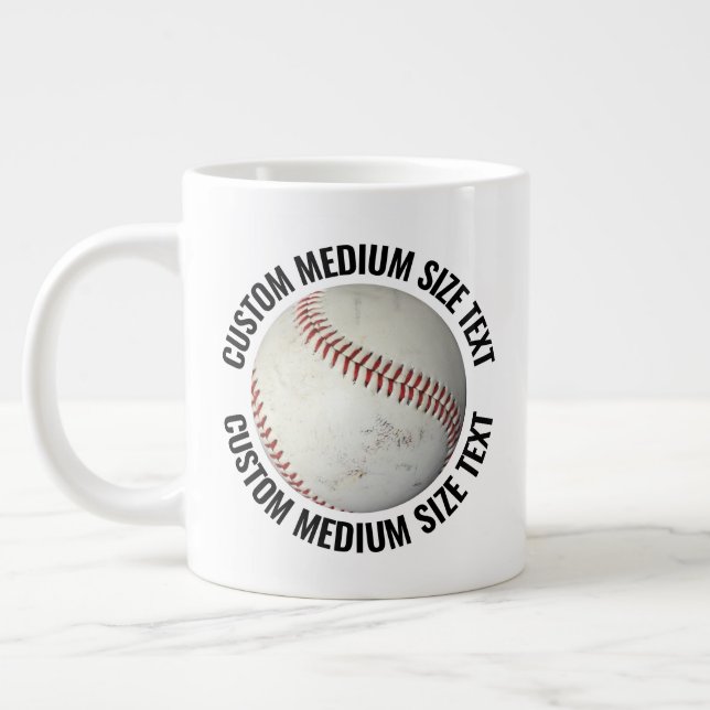 Medium Size Personalized Text Baseball Custom Giant Coffee Mug (Left)