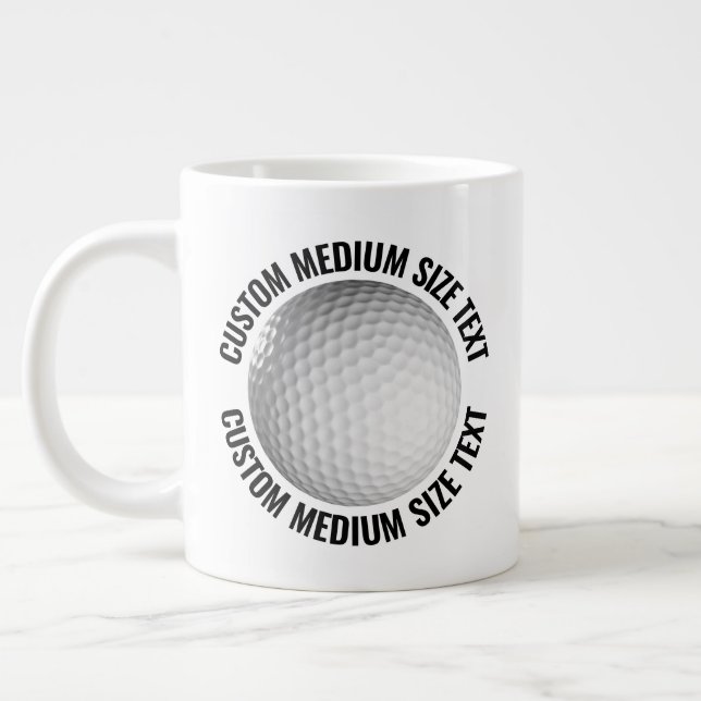 Medium Size Personalized Text Golf Ball Custom Giant Coffee Mug (Left)