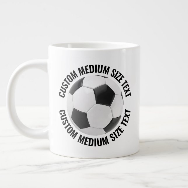 Medium Size Personalized Text Soccer Ball Custom Giant Coffee Mug (Left)