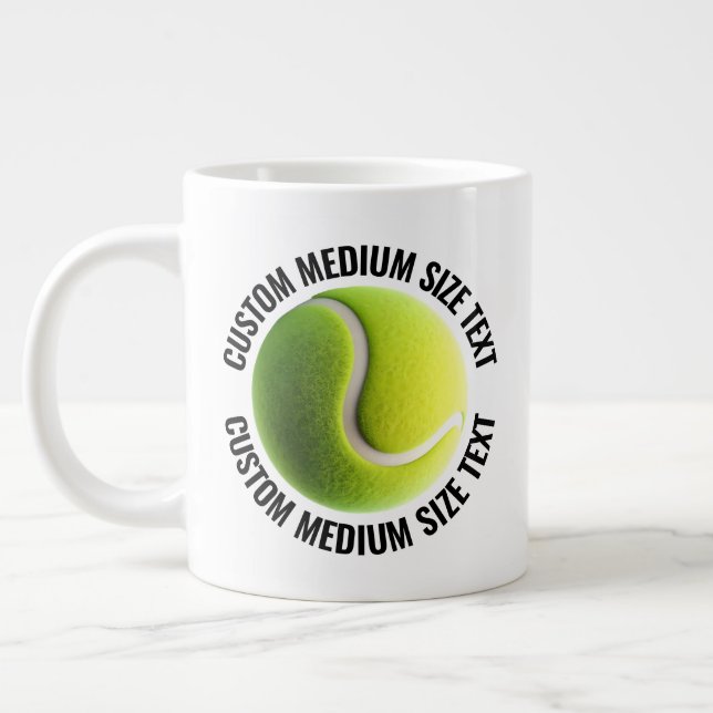 Medium Size Personalized Text Tennis Ball Custom Giant Coffee Mug (Left)