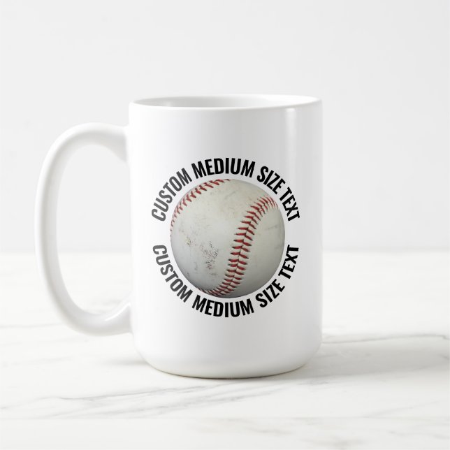 Medium Size Text 15oz Personalized Baseball Mug (Left)