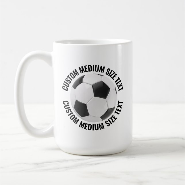 Medium Size Text 15oz Personalized Soccer Mug (Left)