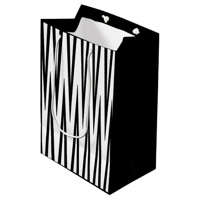 Medium-Sized Black & White Gift Bag (Front Angled)