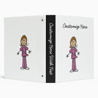 Medium Skin Stick Figure Female Nurse Binder