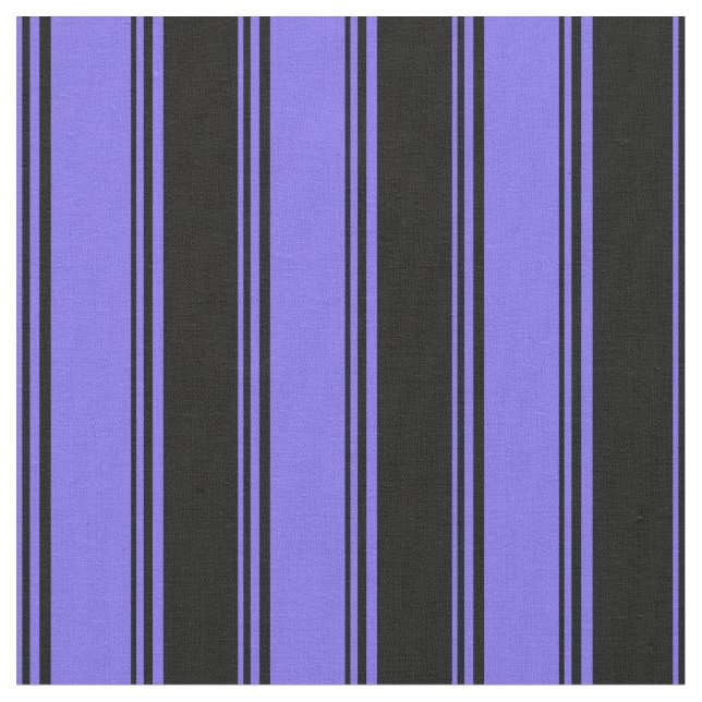 Medium Slate Blue and Black Stripes/Lines Pattern Fabric (Close Up)