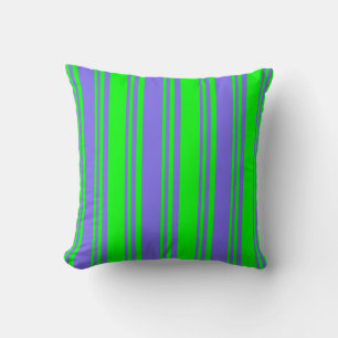 Medium Slate Blue and Lime Colored Lines Pillow