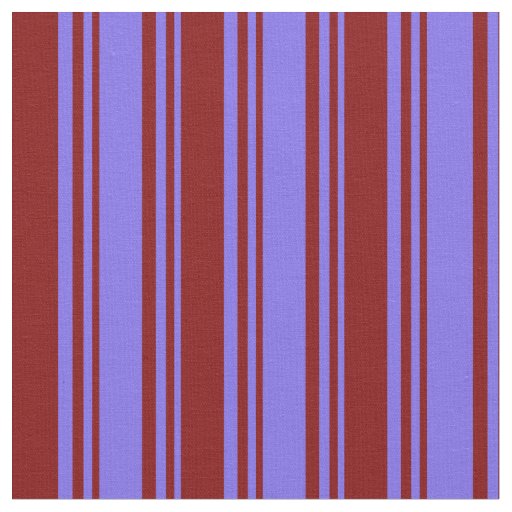 Medium Slate Blue and Maroon Stripes Fabric