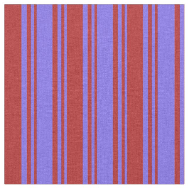 Medium Slate Blue and Red Lined Pattern Fabric (Close Up)