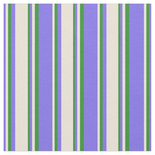 Medium Slate Blue, Bisque & Forest Green Lines Fabric