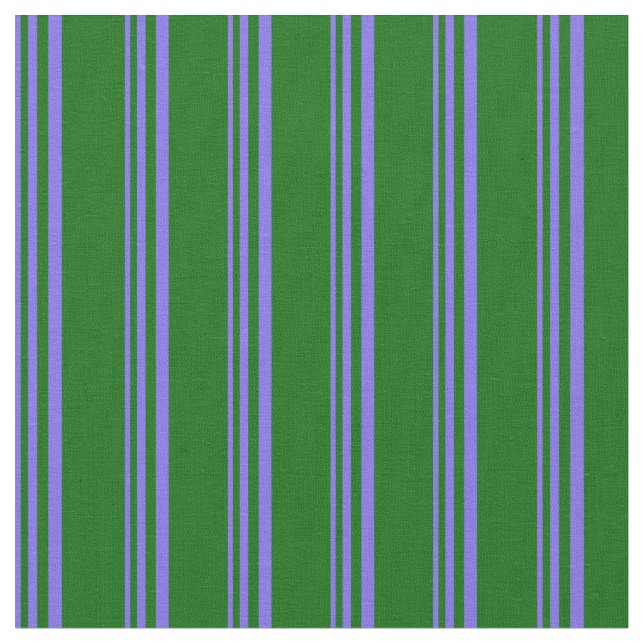 Medium Slate Blue & Dark Green Lined Pattern Fabric (Close Up)