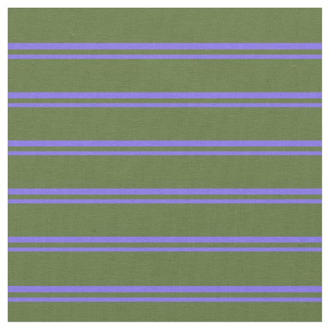 Medium Slate Blue & Dark Olive Green Lines Fabric (Close Up)